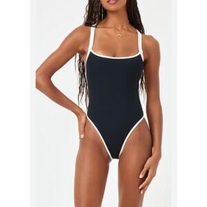 LSPACE Baewatch Colorblock Ribbed One-Piece Swimsuit Large (new)